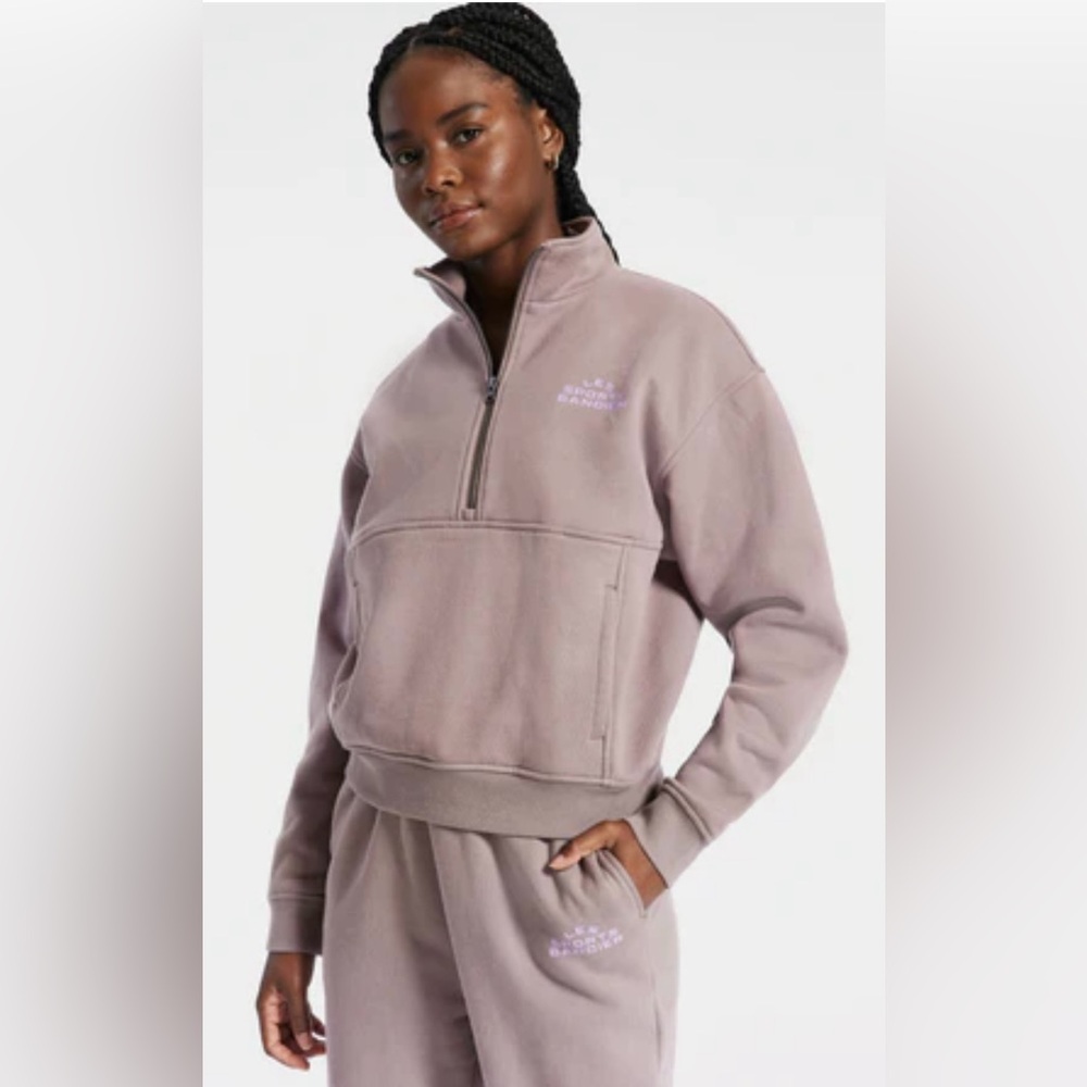 NWT Bandier Les Sports Bandier 1/2 Zip Sweatshirt Iron/Regal Orchid Size XS